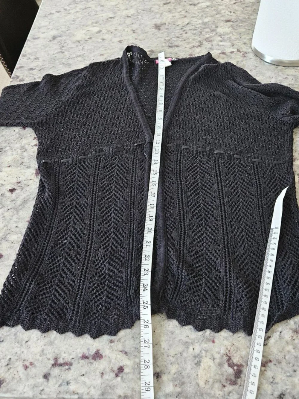 Say What? Black Women Open-knit crochet sweater scoop neck and tie waist size 3X